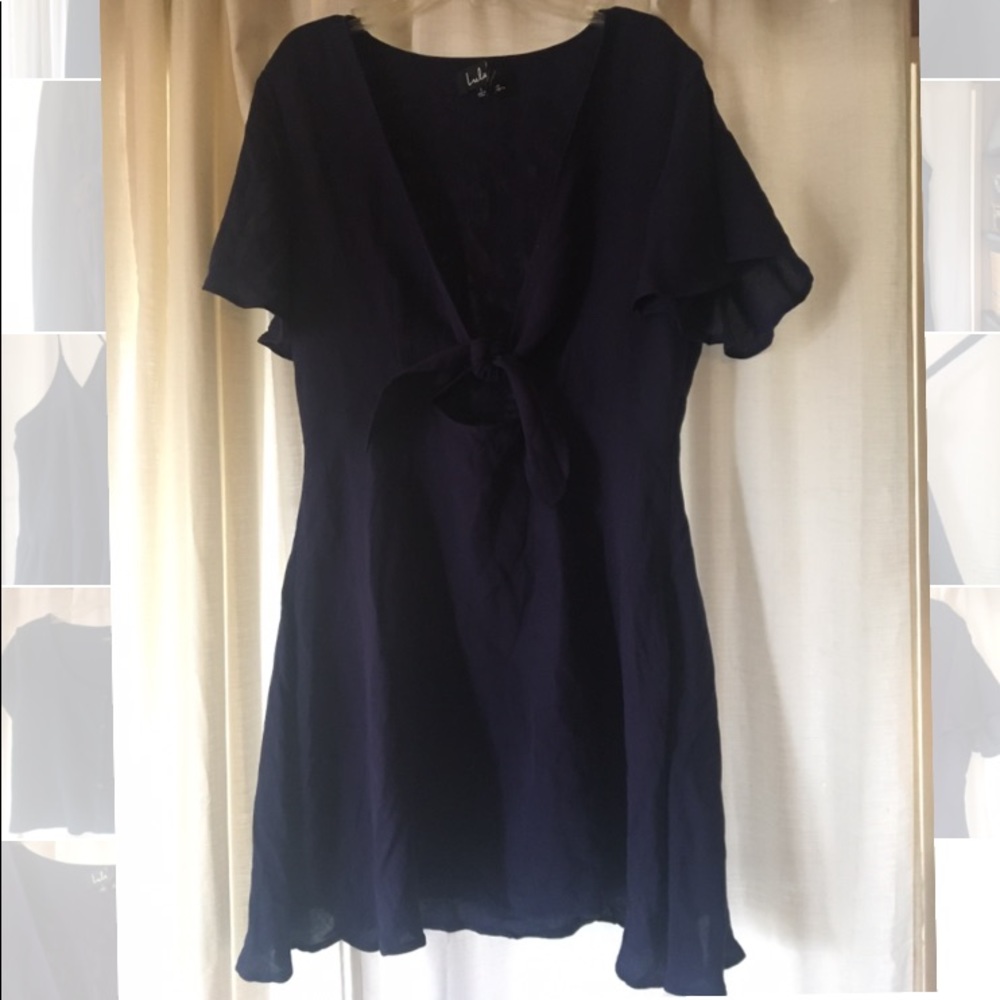 Lulus summer navy blue front tie dress!!